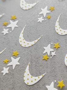 1 Sheet All‑Season Sweet Cute Style Polka Dot Moon Star Nail Stickers, 3D Self‑Adhesive Nail Art Decals For DIY Manicure & Press‑On Nails Salon Decor - Multicolor - View 10