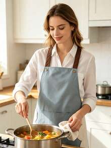 Women's Waterproof Oil-Proof Apron, Cute Fashionable Bib Apron For Kitchen Cooking, Adult Workwear, Suitable For Hair Salon, Cooking, With Pockets - Apron - View 4