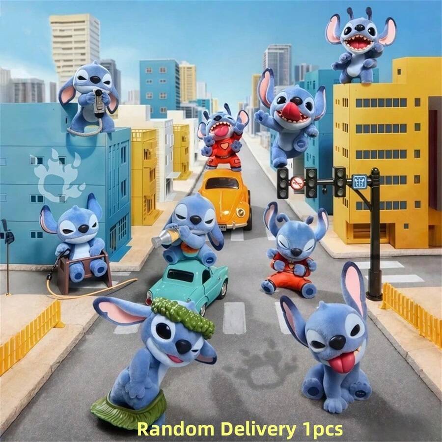 MINISO Stitch What's So Naughty Series Blind Box Mainan Kartun Lucu untuk Dekorasi Meja, Model Anime, Ornamen, Figur Mainan, Kotak Misteri, Hadiah Natal dan Ulang Tahun (Pengiriman Acak 1 buah) - MultiWarna - View 1