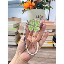 Zinc Alloy Small Chrysanthemum Color Folding Portable Four-Leaf Clover Rhinestone Handbag Hook Bag Hook - Multicolor - View 7