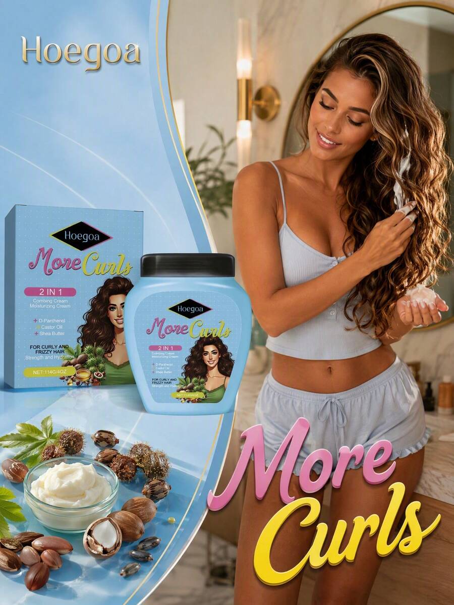 Hoegoa 114g Hair Conditioner For Curl And Dry Hair Nourishing Smoothing Hair Damaged Repair Reduce Hair Breakage And Split Ends Give Hair Bright Luster Improve Hair Quality Anti-Frizz Care Cream