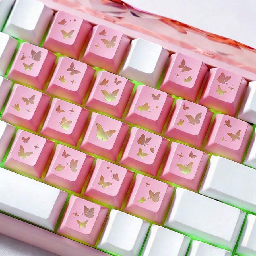 Teclas con patrón de mariposa para decoración de teclado - Ver 1