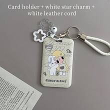 Sweet Character Card Holder, Decorative Star Bell Keychain Wristband ID Badge Holder, Portable Card Protector, Suitable For Daily Collection Cards, Access Cards, Transaction Cards, Fan Merchandise - A - View 7