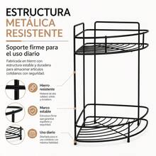 2-Tier Corner Organizer Shelf For Bathroom And Kitchen, Black Iron Fan-Shaped Rack For Cosmetics And Spices, 21 X 21 X 36 Cm - 黑色 - 查看 5