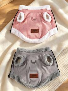 1pc Pet Plush Jacket Autumn Winter Warm Dogs Coat Retro Corduroy Outdoor Windproof Clothes Fot Dog Suitable For Small Medium Dogs - Multicolor - View 5