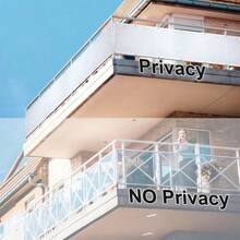 1pc Solid White Balcony Railing Windbreak Fabric, Minimalist Outdoor Style 100% Polyester Rectangular Perforated Privacy Screen, Balcony & Patio Protective Decorative Accessory - White - View 1