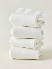 1/6/10 Pasang Kaos Kaki Katun Wanita Minimalis Nyaman Warna Polos, Bernapas dan Menyerap Keringat, Kaos Kaki Hamil Tanpa Jahitan yang Lembut, Serbaguna untuk Pemakaian Sehari-hari, Cocok untuk Musim Gugur/Musim Dingin - Putih - View 4