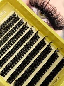 Hinarin 200pcs D Curl Single Cluster False Eyelashes 60D 8-26mm Exaggerated Long DIY Cluster Lashes Fluffy Dense Natural Look Long-Lasting Ultra-Light Reusable For Eyelash Extensions And Makeup - D - View 2