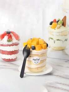 Viral U-Shaped Bobo Cup Disposable Fruit Yogurt Pudding Dessert Cake Ice Cream Bubble Tea Cup With Lid - Transparent - View 7