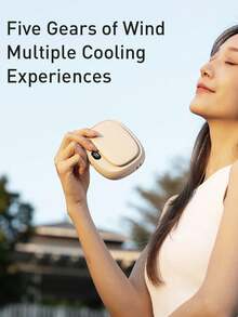 1pc Rechargeable 1800mAh Outdoor Portable Mini Fan, 4 Speed Settings + 1 Nature Mode, Can Be Hung On Neck/Waist/Desktop, With Charging Indicator, Includes Lanyard - Multicolor - View 5