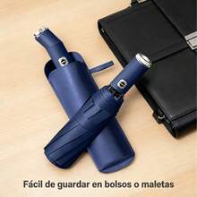 Automatic Folding Umbrella With Built-In LED Flashlight, Windproof And Waterproof, Portable For Travel And Daily Use, Ideal Gift For Men And Women - Navy Blue - View 3