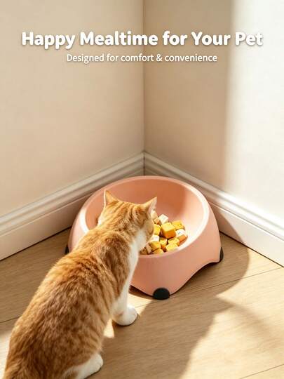 Pastel Color Pet Bowl, Non‑Slip Base Plastic Feeding Bowl, Food Water Bowl For Cats & Small Dogs, Home Pet Supply