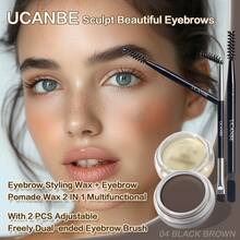 UCANBE 防水眉毛凝膠 + 眉毛造型蠟 2合1 化妝套組，附 2 把雙頭可自由調節眉刷，持久顯色眉毛妝容 - 04 Brun Noir - 查看 6