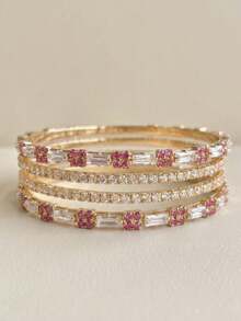 Bollywood Pretty Fashion Colourful Crystal Dots Bangle Bracelet,Gorgeous Attractive Designer Jewelry For Women Daily Or Party Wear,Mom Gift Jewelry - Four-piece Set - View 5