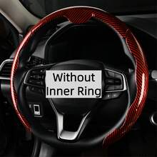 3pcs Non-Slip Steering Wheel Cover - Faux Carbon Fiber Pattern + Minimalist Style + High Gloss High Reflective + Center Alignment Marker + Embedded Easy Installation + ABS Resin Base; For Car/Pickup/SUV/MPV/Van/D-Shape/O-Shape/Round Steering Wheel - Faux Carbon Fiber Pattern - View 7
