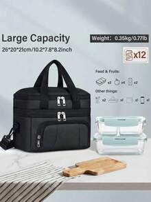 NEWHEY Men's Lunch Boxes Double Compartment Insulated Lunch Bags Lunch Bags Reusable Thermal Lunch Boxes For Adults Large Capacity Drip-Proof - Multicolor - View 5