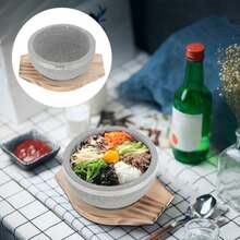 Stone Bowl With Wood Base 14cm Korean Stone Pot For Bibimbap Soup Rice Serving Traditional Asian Soup Bowl For Home Kitchen - View 8