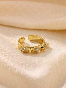 3Pcs/Set Fashion Cubic Zirconia Round Ring For Women Gold Color Geometric Open Ring Wedding Party Jewelry Gift - Multicolor - View 9