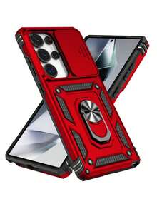 軍用級 360°旋轉支架 2合1 防震手機殼，相容於 Apple 16 Pro Max、Note 11/12/13 Pro+、Pixel 9 Pro、Apple 11/12/13/14/15 Pro Max、A14/A24/34/35/54/55、S23/S24、S22U - 紅色 - 查看 2