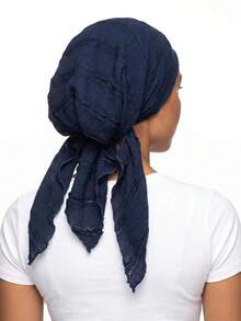 Pre‑Tied Crinkle Lace Head Wrap For Women, Soft Breathable Turban Scarf, Stylish Lightweight Head Cover For Daily Use - Color - View 4