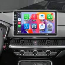 راديو سيارة بمقاس DIN واحد، مشغل وسائط متعددة بشاشة لمس عالية الدقة بمقاس 7 بوصة، يدعم CarPlay و Android Auto و MirrorLink، مدخل FM/AUX - مع كاربلاي وأندرويد أوتو - مشاهدة 7