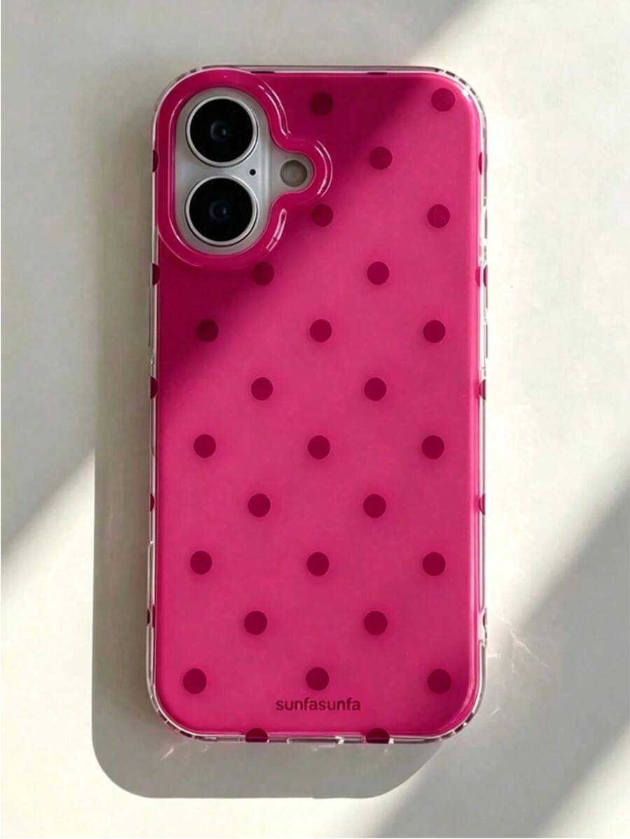 時尚手機殼,極簡可愛設計,黑白波點圖案,相容 iPhone 11 至 17 系列,17Pro Max 17pro 17 16promax 16pr 16plus 15proma 15pro 15 14promax 14pro 14 13promax 13pro 13 12promax 12pro 12 11 智慧型手機保護殼 - 玫紅色 - 查看 1