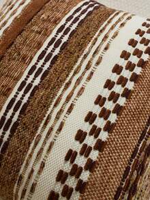 1pc/2pcs Brown (Insert Not Included) Multicolor Striped Pillow Case, Bohemian Farmhouse Chenille Cushion Cover, Pillowcase Lumbar Pillow Cover, Neutral Tone Pillowcase Suitable For Sofa, Bed, Bedroom, Dining Room, Party, Decoration, Spring, Autumn, Winter - Coffee Brown - View 2