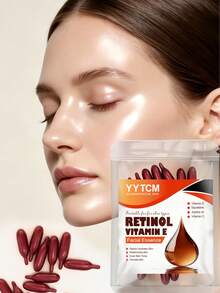 YYTCM Retinol & Vitamin E Deep Moisturizing Capsule Essence, Hydrating, Firming & Smoothing, Contains Phytosqualane, Vitamin C, Deep Hydrating & Brightening Essence, 30 Capsules - Coffee Brown - View 2