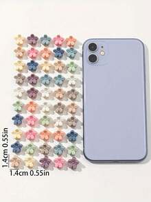 30/50 piezas Pinzas de pelo con mini flores - Múltiples colores disponibles, accesorios de pelo de plástico de unicolor lindos, adecuados para niñas, agarre suave para cabello fino y suave, adecuados para todas las estaciones, uso diario casual - Multicolor - Ver 3
