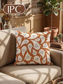 1/2pcs Halloween Ghost Print Pillowcases (No Filling), Cushion Covers, Throw Pillow Covers, Single-Sided Printed, Breathable, Anti-Pilling, Cozy, Machine Washable, Halloween Deorations, Room Decor, Sofa Decor, Autumn Home Decor, Halloween Gift - Multicolor - View 14