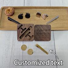 1 Set Of Personalized Metal Cufflink, Tie Clip And Walnut Wood Storage Box, Custom Wedding Accessories For Men, Groomsmen Gifts, Gifts For Fathers - Multicolor - View 6