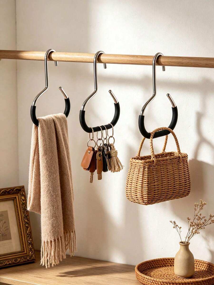 1 Set Hat Storage Rack Hooks, Multi-Layer Hanging Closet, Hat Organizer, Scarf & Clothing Storage Tool, Dust-Proof, Home Decor Room Decoration, Holiday Supplies Storage, Practical Back To School & Christmas Gift, Under Sink Cabinet Bathroom, Under Sink Storage Rack, Storage Rack, Closet Shelf System, Office Supplies & Accessories - Multicolor - View 1