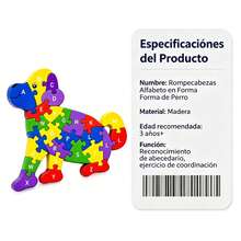 1 Pieza Rompecabezas de Madera en Forma de Perro, Rompecabezas Alfabeto ABC, Juguete Educativo de Aprendizaje Temprano para Niños +3 Años - 1 - Ver 4