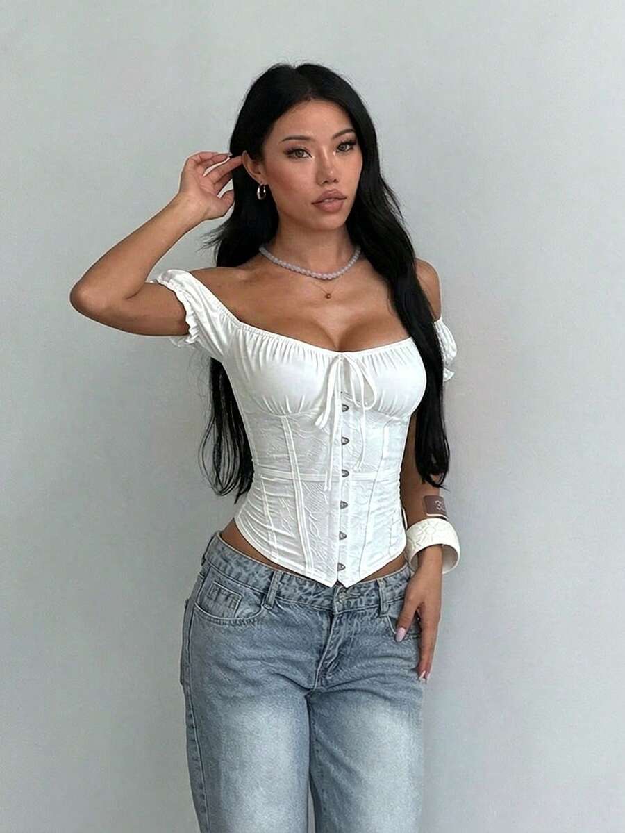 Summer White Top,Elegant Women's Top,For Outings,Back-To-School Season,Spice Girls Style,Daily Wear,Fall,Basic,Back To School,Concert Outfit Women,Y2k