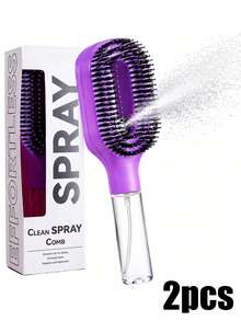 2-In-1 Spray Styling Comb, Water Mist Spray Comb With Built-In Water Tank, Soft And Flexible Bristles, Dry And Wet Use Styling Spray Comb, Suitable For Curly, Straight And Wavy Hair - Multicolor - View 24