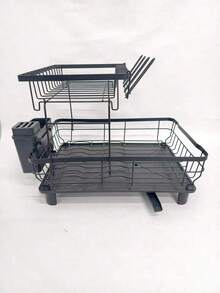 2-Tier Multifunctional Kitchen Dish Drying Rack, For Draining, Organizing And Storing Bowls, Chopsticks, Cups, Plates, Knives, Forks And Other Tableware, Suitable For Home Kitchen Countertop Storage - Multicolor - View 9