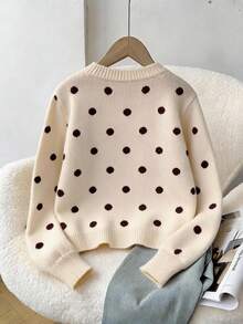enmi bear Tween Girl Knit Cardigan With Flocking, Korean Style, Long Sleeve Casual Cardigan, Autumn/Winter - Camel - View 3