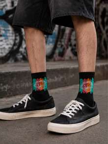 3/5/6/7/10/15/20 Pairs Random Plus Size Sports Socks, Student Basketball Socks, Black And White Men's Mid-Calf Socks, Suitable For Various Occasions And Seasons - Multicolor - View 5