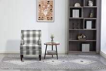 Vintage Accent Chair White & Grey - Linen Fabric - White - View 7