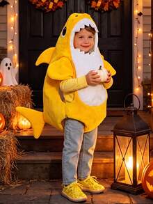 XUMPLO Baby Boys Cute Yellow & White Colorblock Shark Costume, Halloween Outfit, Autumn/Winter - Yellow - View 2