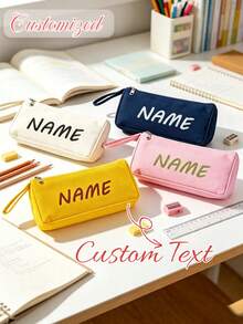 Personalized Customized Pencil Case, Multi-Functional Student/Office Desk Storage Bag, Large Capacity Pencil Case, Portable Zipper Pencil Case, Suitable For Office Supplies, Fashion Design Storage Bag - Multicolor - View 3