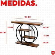 Credenza Recibidor de Entrada Estrecho, Mesa Consola Industrial de 105 con Estantes de Almacenamiento, Mueble Recibidor de Madera y Metal para Entrada de Casa, Pasillo y Sala, Cedro - 1 - Ver 2