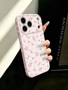 1 buah Casing Ponsel Motif Bunga Polkadot Lembut, Kompatibel dengan iPhone 17 Pro Max, 16 Pro, 15, 14, 13, Gaya yang Lembut, Desain Niche Fresh Girl, Pelindung Anti Guncangan, Gaya Korea - Berwarna merah muda - View 2