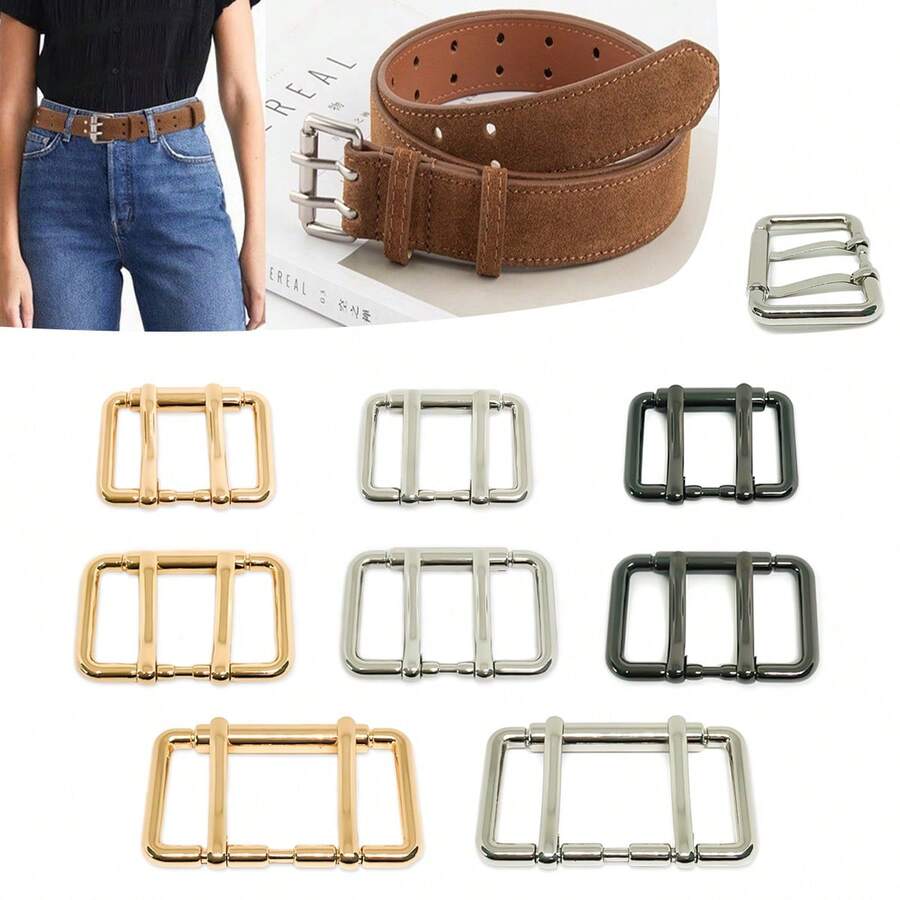 SinHo Double Prong Buckle Replacement, 2pcs Zinc Alloy Buckle, High-Quality Metal Strap Hardware, Ideal For Bags & Belts, Leathercraft Accessory