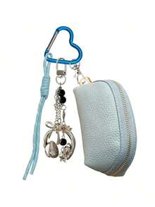 Y2K Style Mini Car Key Pouch, Cute Heart-Shaped Hook Keychain Wallet With Earphone Pendant And Lanyard, Durable PU Leather Zipper Key Bag; Mini Coin Purse For Car Keys, Earbuds, Lipstick. Suitable For School/Work/Office/Daily Use, Unique Birthday Gift, Teacher Gift, Party Gift, Vacation Gift; Essential For College Students Back To School - Multicolor - View 11