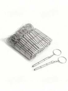 Silver 3-In-1 Multi-Function Screwdriver Keychain, For Repairing Fashion Glasses, Watches And Eyeglasses, Practical Small Tool, Men's Tool - Multi-color - View 1