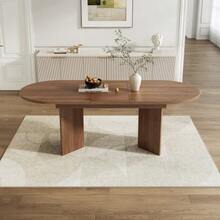 Extendable Dining Table 120/160 * 80 Cm, Suitable For 4–6 People, Dining Table With Rounded Corners, Thickened Tabletop, Simple Style Extendable Dining Table, Walnut - Walnut - View 2