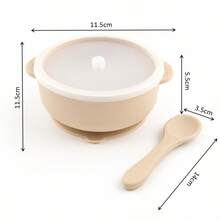 Vajilla de silicona para bebé, cuenco de alimentación para bebés con tapa y cuchara suave de silicona - Multicolor - Ver 3