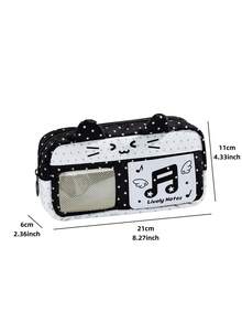 1pc Double‑Star Music Note Cat Ear Ita Pencil Pouch, Aesthetic Clear Window Pen Bag, Large Capacity Student Stationery Pouch, Ideal For Student Daily Use, Collection Display, Stationery Gift - Multi Colors - View 7