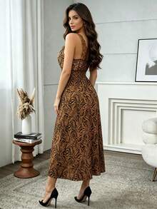 Women Midi Dresses - Chocolate Brown - View 2